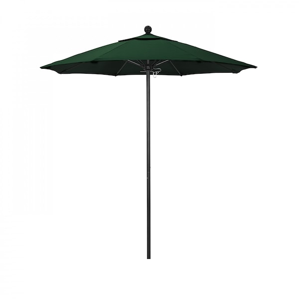 California Umbrella 7.5' Black Aluminum Market Patio Umbrella, Sunbrella Forest Green 194061334461 - main